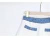 2025 French Preppy Patchwork Denim & Knit Cardigan Short Set