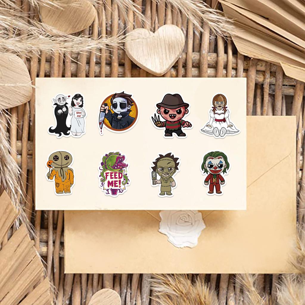 50 Q Version Horror Movie Character Stickers Guitar Notebook Suitcase DIY Waterproof Stickers