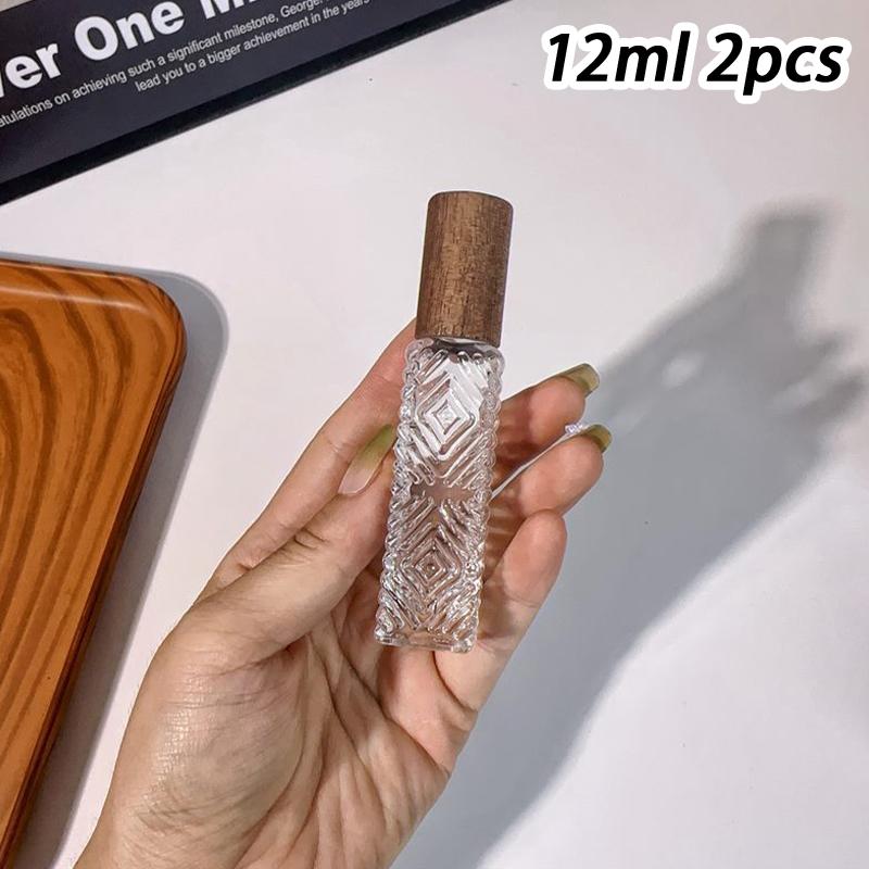 10Ml Wooden Cap Spray Bottle Clear Glass Spray Bottle Perfume Sample Vials Portable Refillable Cosmetic Empty Atomizer Gold Cap