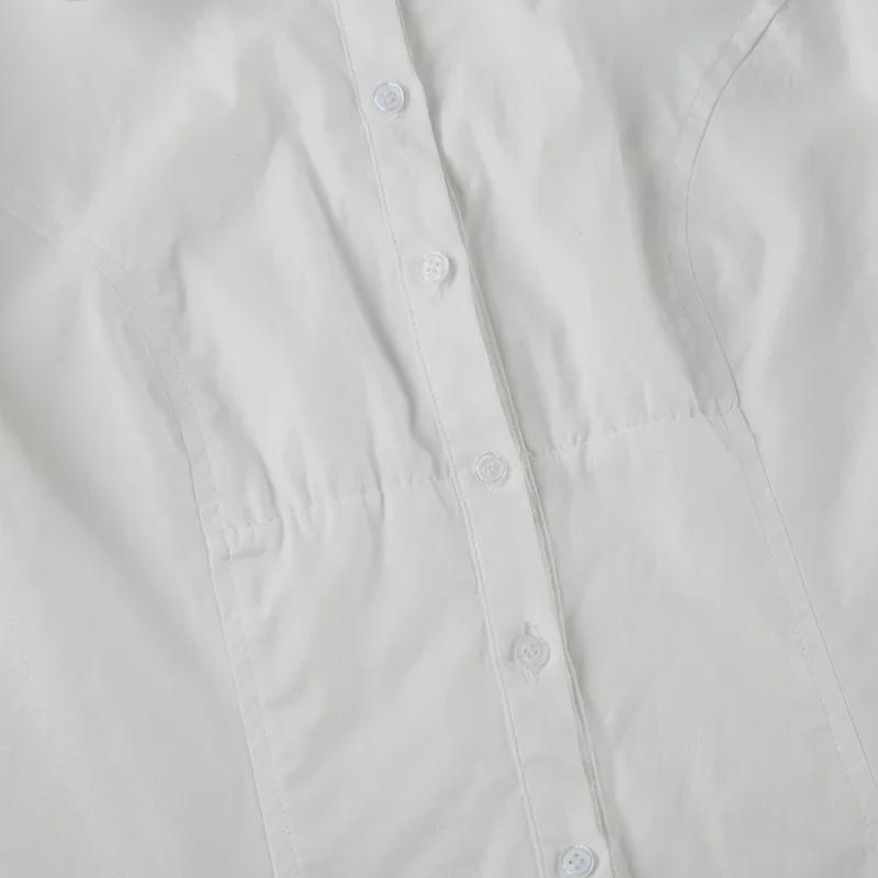 Bella's Chic Pleated Button-Down Short-Sleeve Lapel Top