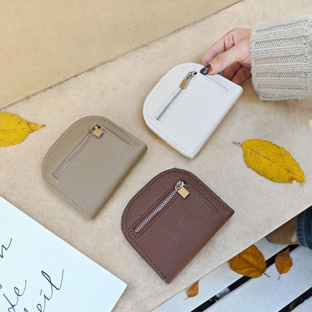 Korean Style Coin Purse Zipper PU Leather Card Holder Portable Short Wallet  Women
