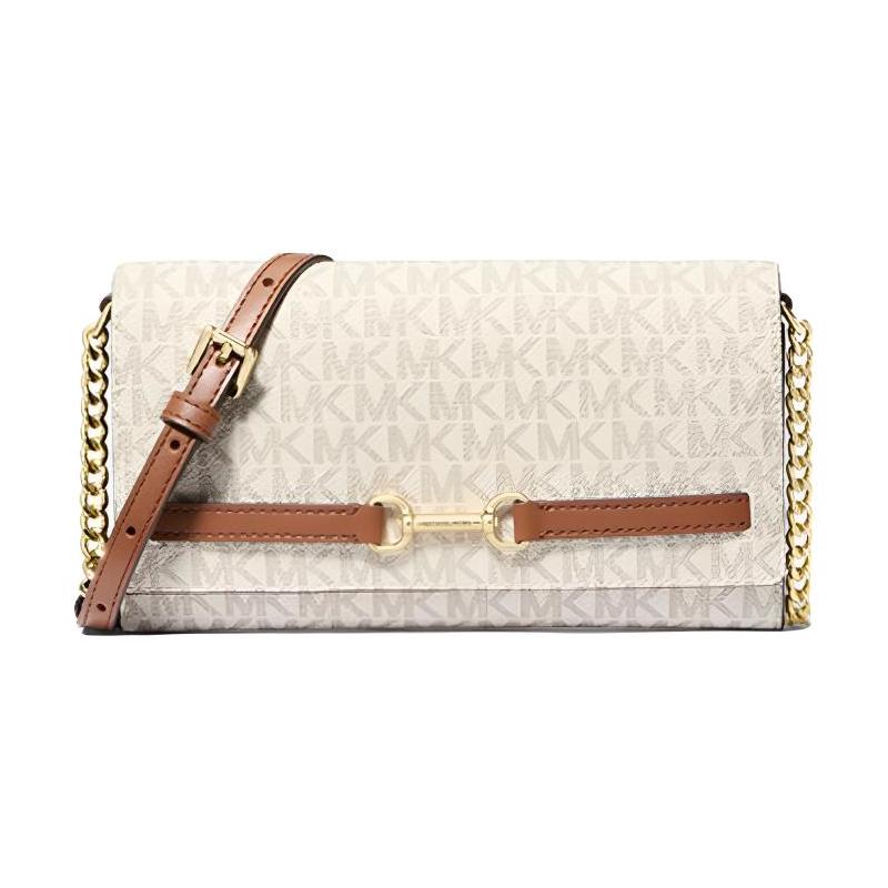MICHAEL KORS Carson Horsebit Adjustable Chain Shoulder Strap Magnetic Closure Faux Leather Shoulder Crossbody Bag Large Women s Vanilla White белый