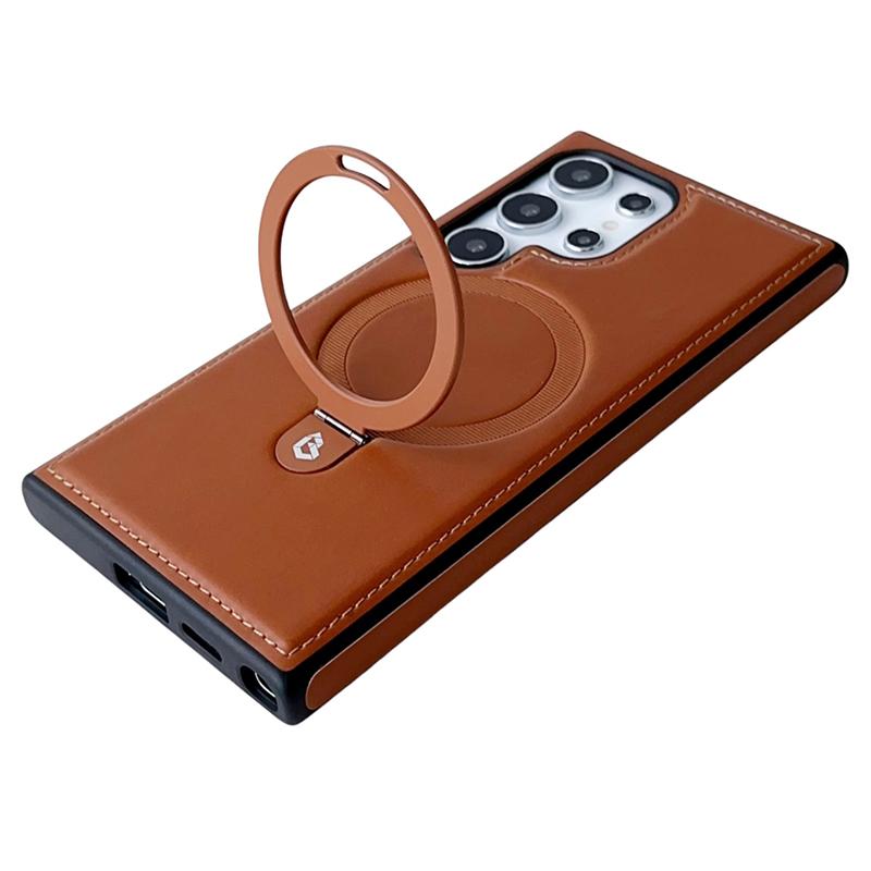 For Samsung Galaxy S25 Ultra Case Compatible with MagSafe Kickstand TPU+PU Leather Anti Drop Phone Cover
