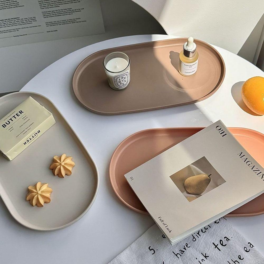 1Pcs New Stackable Fruit Plate Smooth Edge Oval Shaped Dessert Tray Reusable S/M/L Food Serving Tray for Home Kitchen