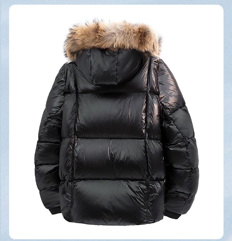 2025 Wintermode: Dicke Daunenjacke mit großem Pelzkragen, 90 % weiße Entendaune, Vielseitig & Warm, Kältebeständige Oberbekleidung