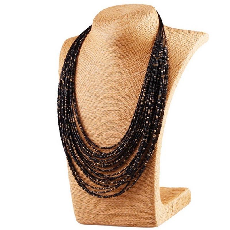 African Acrylic Beads Jewelry  Bohemia Necklaces Women Fashion Statement Multilayer Necklace