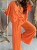 V-Neck Batwing Sleeve Casual Two-Piece Set with Wide-Leg Pants (2025) Women's Fashion