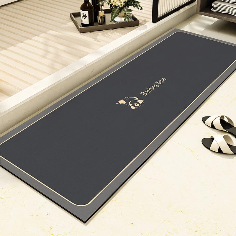 Bathroom Carpet Non-slip Water Absorption Dirt Resistant Floor Mat Cute Panda Black Rug Long Strip Home Decoration Foot Mats