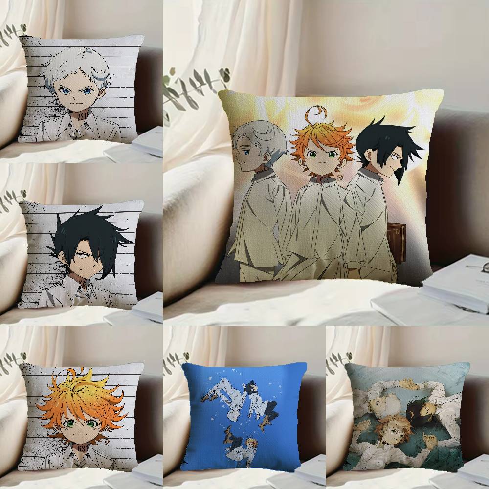 Anime The P-Promised n-Neverland Pillow Case Anti-dustmite Pillowcase Invisible Zipper Silky Short Plush Sofa Cushion Cover