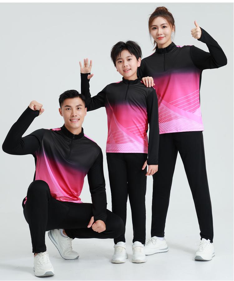 Unisex Autumn Winter Long Sleeve Football Training Suit with Half Zip for Children and Adults