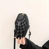 WTEMPO Halloween Zipper PU Bags Gothic Coffin Shaped Crossbody Bags Halloween Spider/Spider Web Pattern Large Purses Vintage Single Shoulder Gift Bags