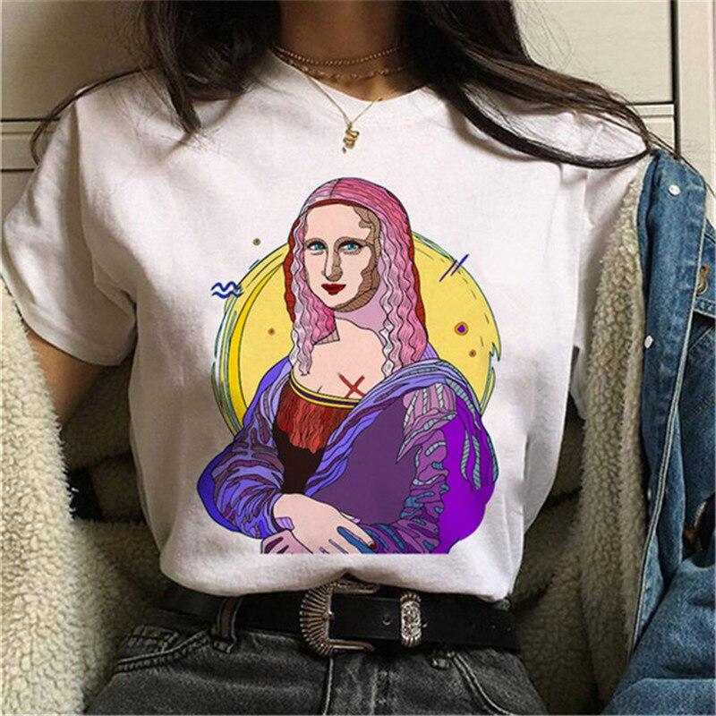 Buy Mona Lisa with Mask Printed T Shirts Women Harajuku