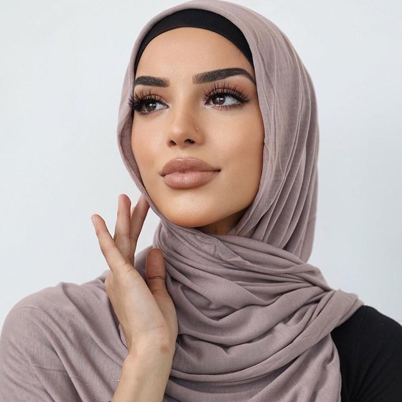 Eenvoudige Katoenen Jersey Hijab Stretch Sjaal Dames Moslim Sjaal Grote Maat Lange Sjaal Mode Ramadan Hoofdband Turban 180*80Cm