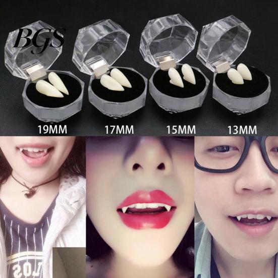 2 pezzi 13/15/17/19mm Halloween finti denti da vampiro zanne protesi Prop decorazioni per feste