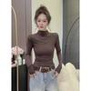 Women's Plus Size Velvet Lace Patchwork Stand Collar Top - Long Sleeve Autumn/Winter Outerwear, Slimming & Flaw-Hiding.