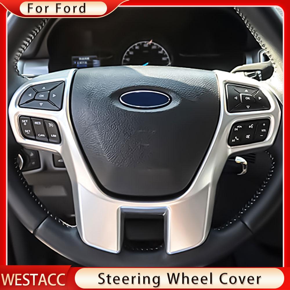 Car Steering Wheel Panel Cover Sticker for Ford Ranger Everest Endeavour 2015- Steering Wheel Trim Frame