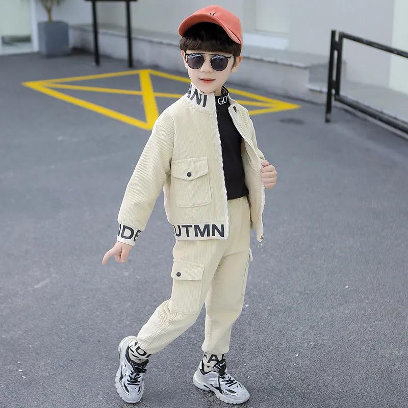 Boys' Spring/Fall Handsome Set for Older Children Workwear Jacket + Long-Length Two-Piece Set