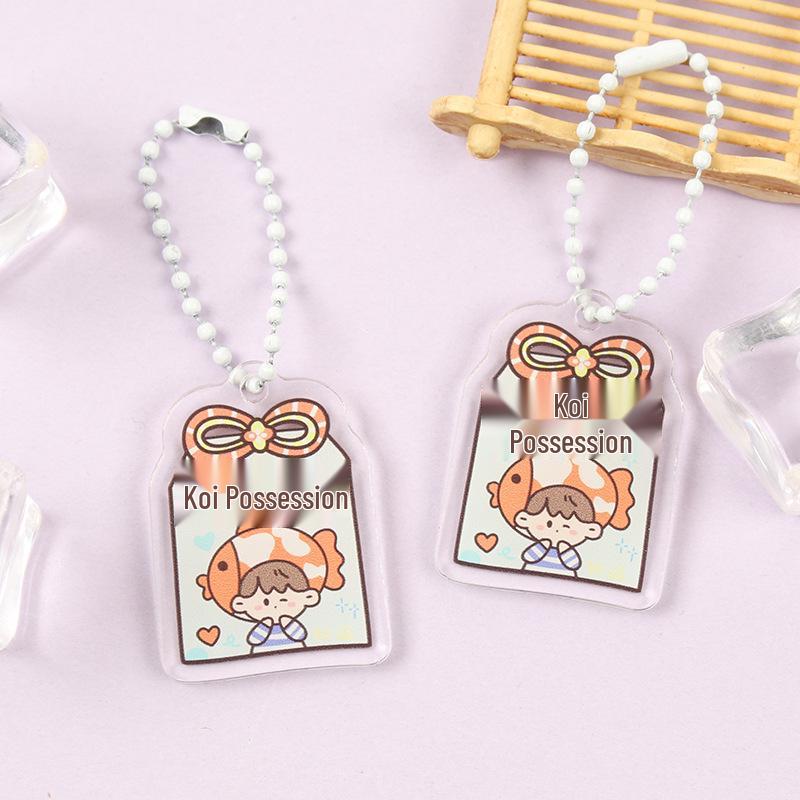 Korean Style Cartoon Drink Bottle Acrylic Keychain - Fun Pendant for Students