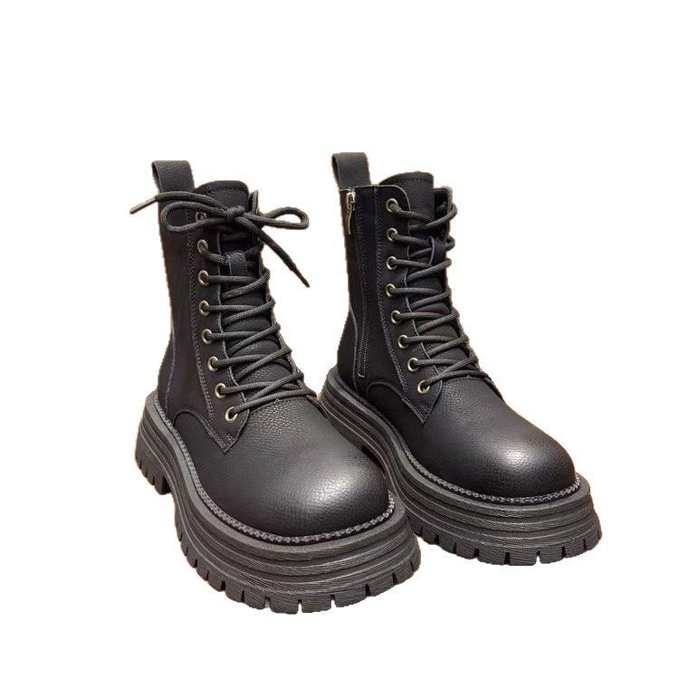 Retro Martin Boots Autumn and Winter Fleece Thickened Autumn and Winter New Locomotive British Style Thick-soled Snow Boots