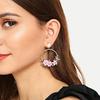 Set Auger Flowers Stud Earrings Joker Color Resin Alloy with Pearls Women Earrings