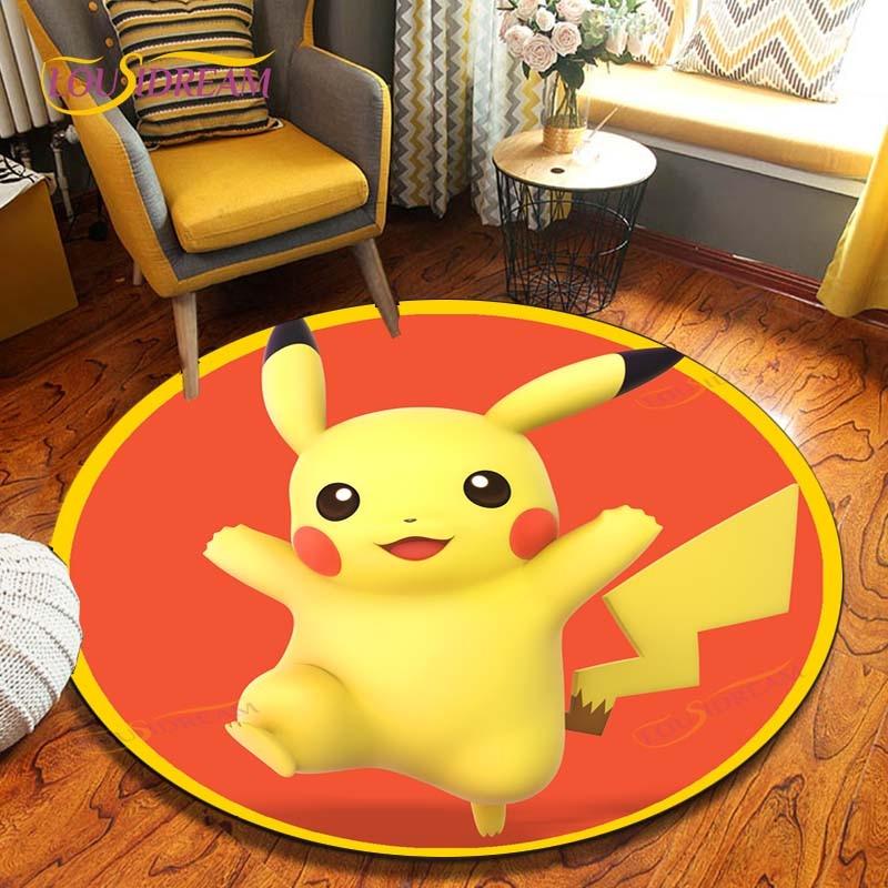 Cartoon Pokemon Runder Teppich Bodenmatte Schlafzimmer Flanell Tierteppich Rutschfeste Baby-Spielmatte Kinderzimmer Dekoration Matten