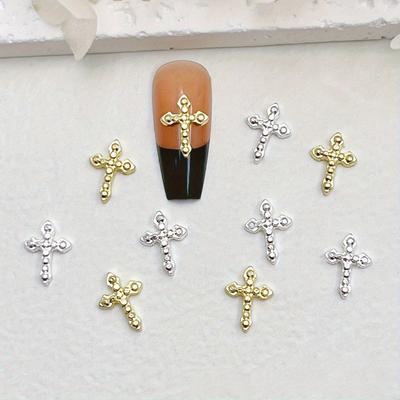 100 Stück Vintage Kreuz Silberlegierung Nagelsticker