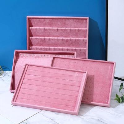 Storage Pink Earring Display Tray Stackable Rectangular Fabric Jewelry Box  Ring