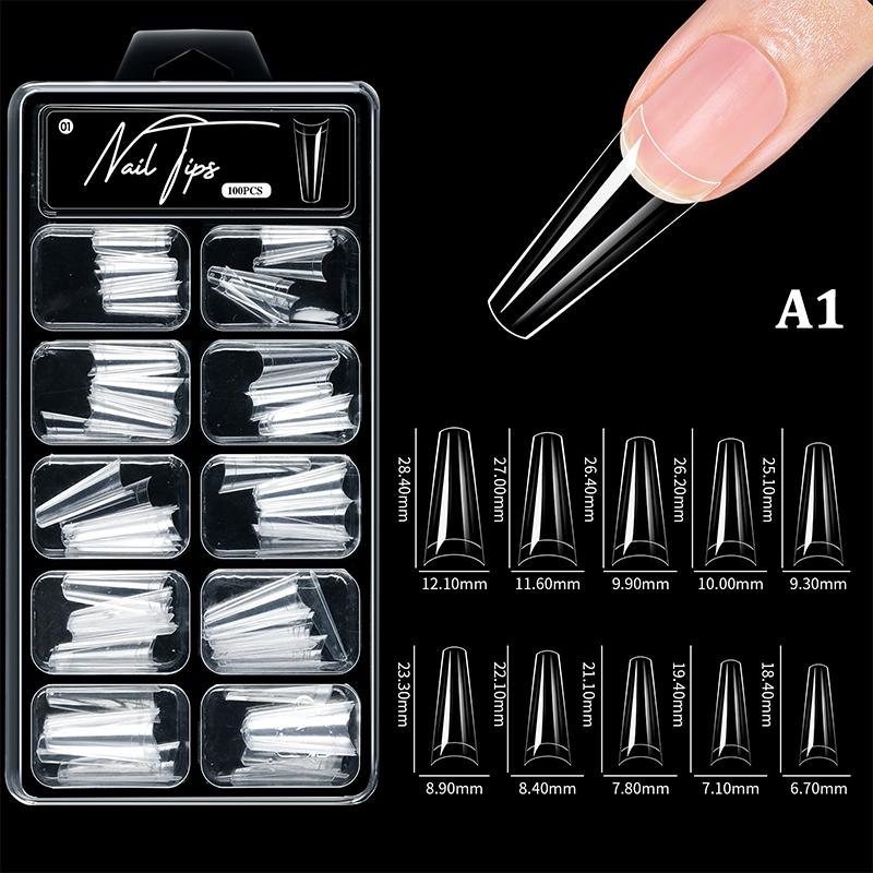 100Pcs Soft Gel False Nail Tips Short Square Coffin Almond Artificial Press On Fake Nails Extension Manicure Tools