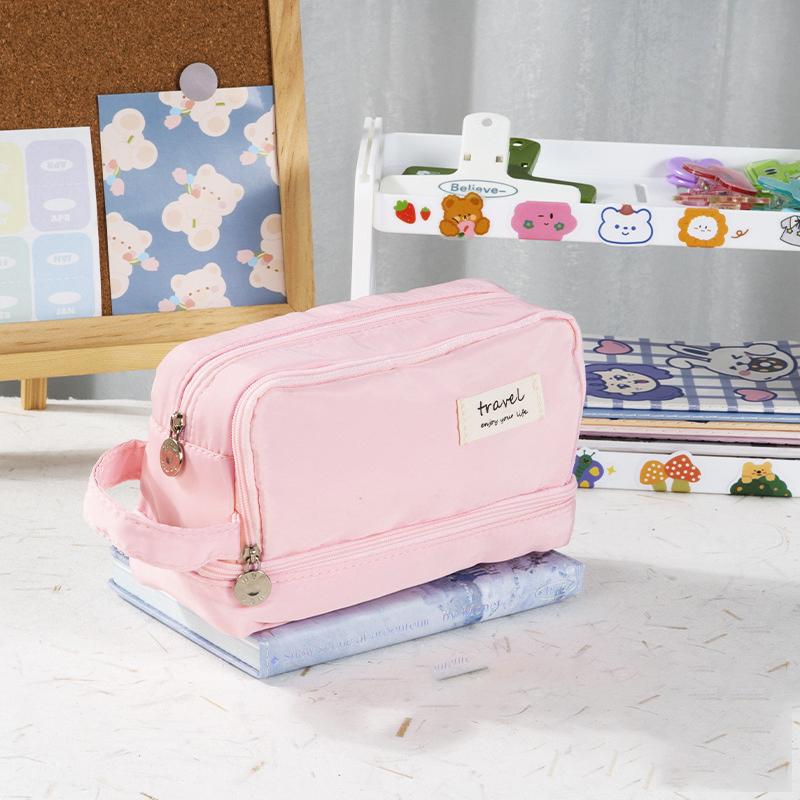 Double Layer Simple Stationery Case Large Capacity Student For School Kids Office