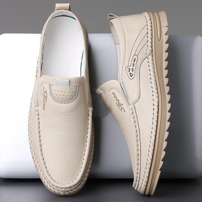 2024 autumn new men's daily casual leather shoes men's handmade online genuine leather breathable soft leather soft-soled shoes 726