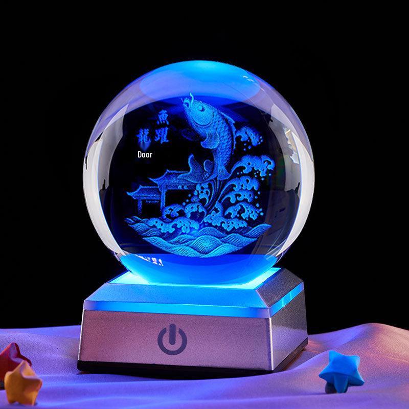 Leaping Fish Crystal Ball 3D Night Light - Creative Birthday & Qixi Festival Gift