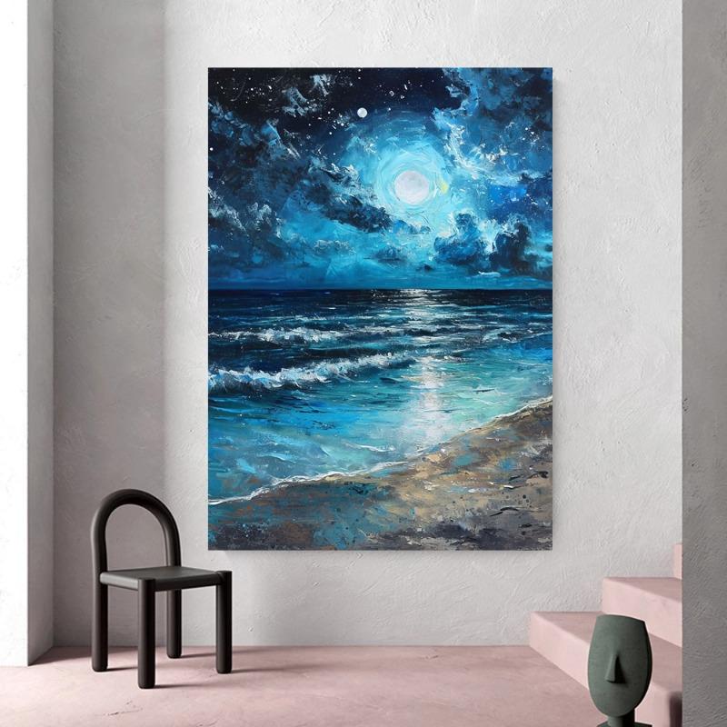 Landschaft Berg Wald Meer Wasserfall Baum Palme Wandkunst Leinwand Ölgemälde Druck Bild Natur Poster Nordische Heimdekoration