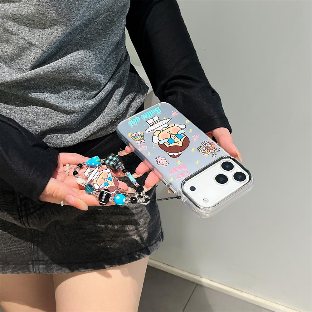 Funny cartoon cherry girl bunny phone case for iPhone 17 Pro 16 Pro Max 15 14 cover with chain kawaii protective cover For 17