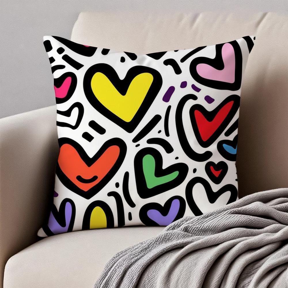 Lovely Heart Of Love My Beloved Cushion Cover Pillowcase Anti-Dustmite Invisible Zipper Short Plush Sofa Cushion