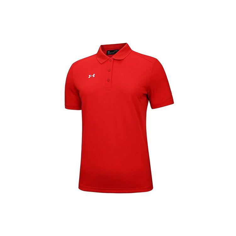 Under Armour Tennis Sports Running Short Sleeve Polo Shirt Women tops Red 21500540-600