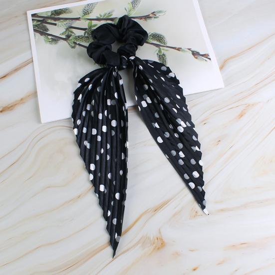 Hair Rope Dot Print Handmade Pleated Ribbon Hair Tie No Damage High Elasticity Ponytail Holder Daily Hair Accessory