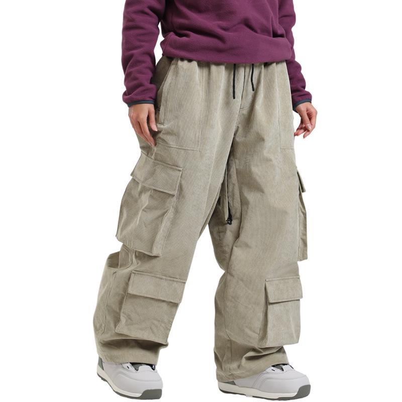 

Женские ветрозащитные водонепроницаемые вельветовые лыжные брюки с множеством карманов XXL хаки