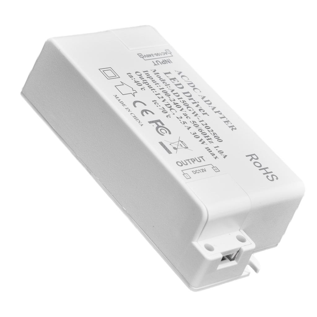 30W DC 12V 2.5A LED Driver Constant Voltage No Flicker LED Light Transformer for Bathroom Restroom AC 100‑240V