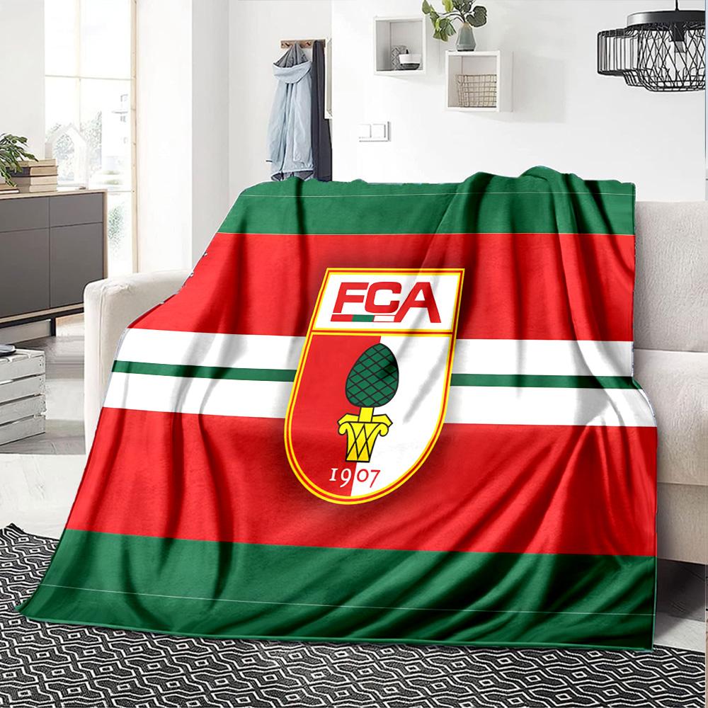 Augs-burg Football Crest Flannel Blanket, Soft Polyester, Modern Design, All-Season for Camping, Travel, Gifts for holidays or birthdays