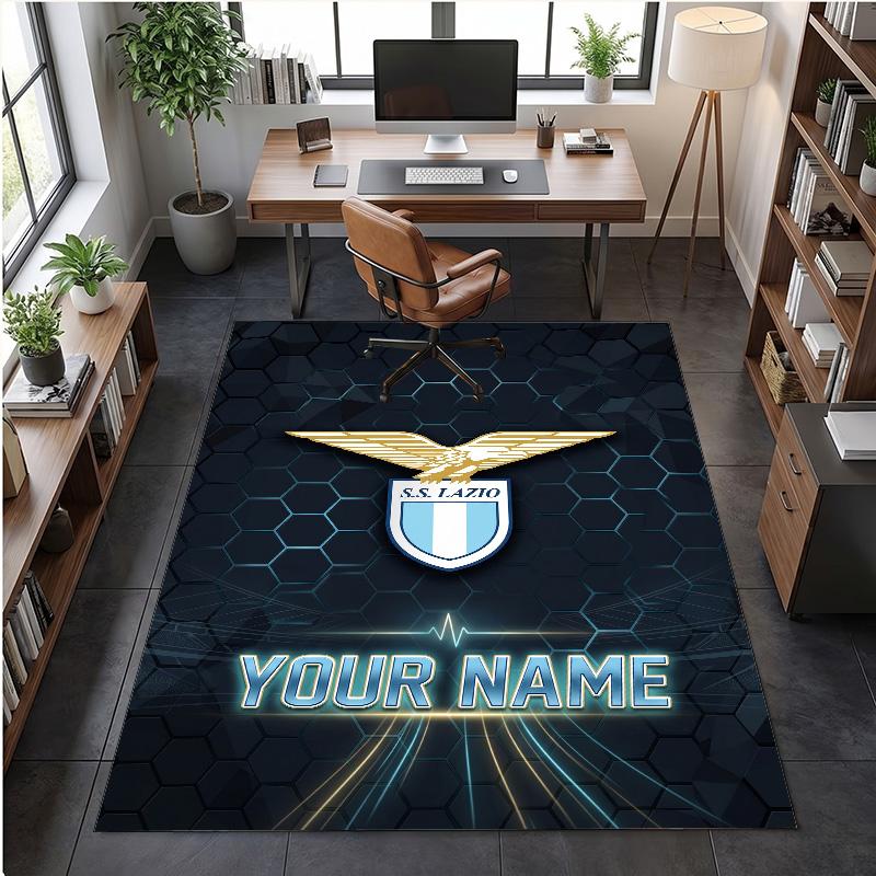 Tappeto in Velluto di Cristallo Stampa Lazio FC Testo Nome Personalizzato Tappetino Decorazione per la Casa