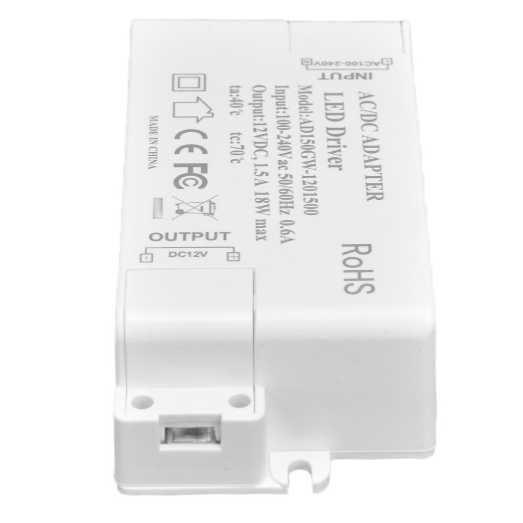 LED Driver 18W Power Supply Transformer AC100‑240V To DC12V 1.5A Output for LED Light Desk Lamp Outdoor Light