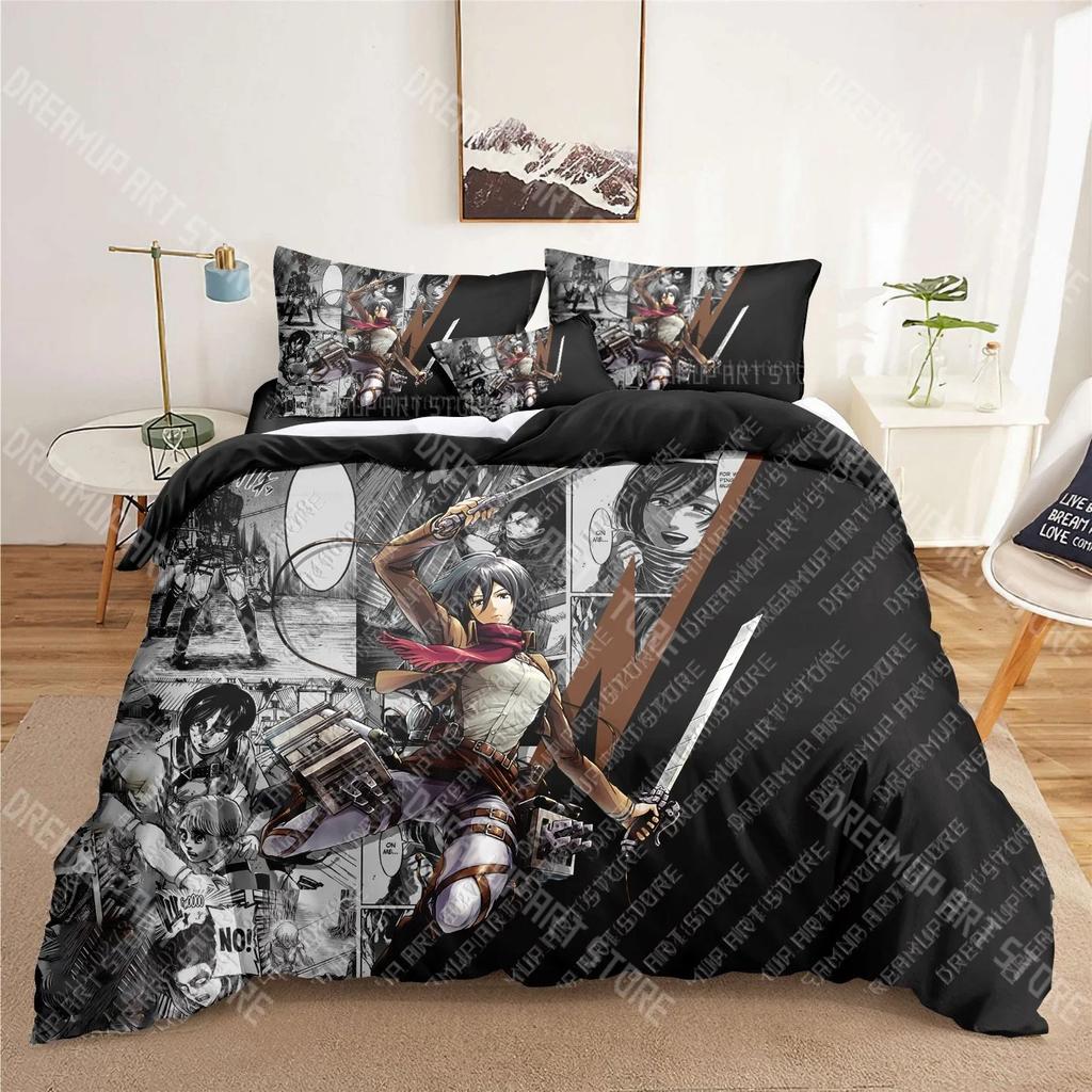 Attack On Titan Anime 3D Bedding Sets Print Duvet Cover Adults_ Children Bed Comforter Birthday Gift Dropshipping