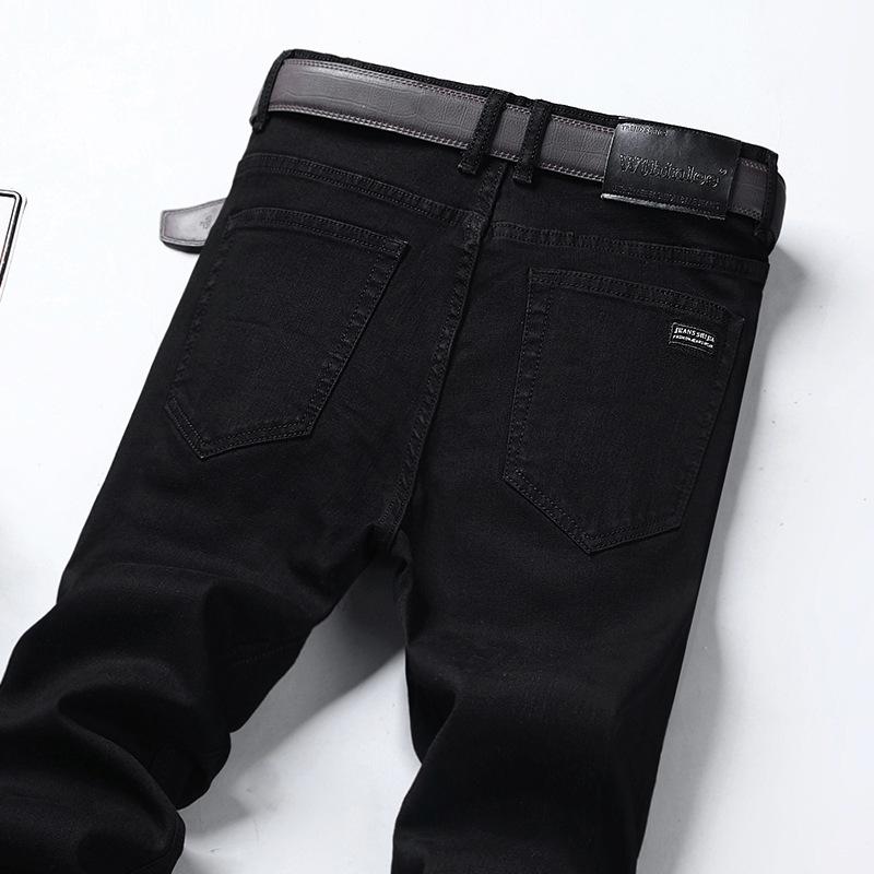 Men's Straight-Leg Relaxed Fit Stretch Denim Trousers Spring/Summer Slim-Fit Washed Casual Trousers