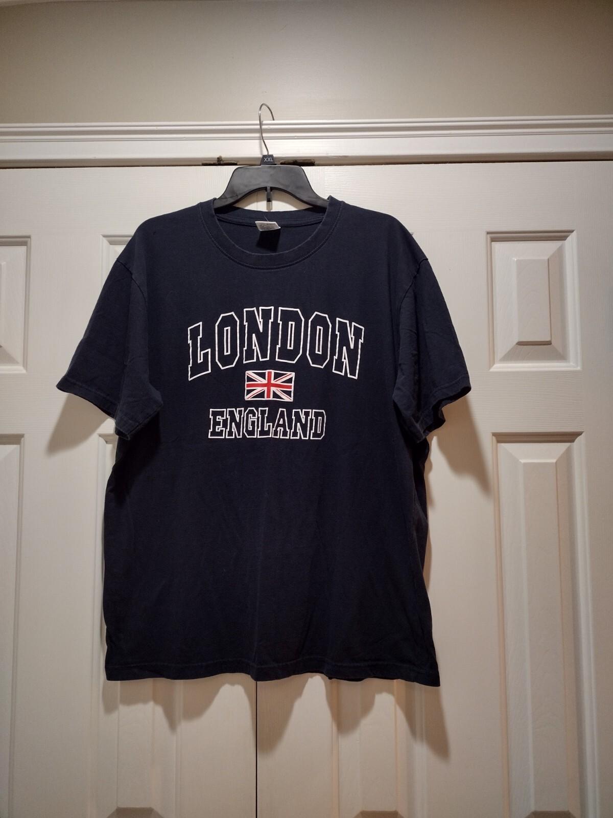 Футболка с гербом Лондона Lond England, темно-синяя, размер XL, унисекс S