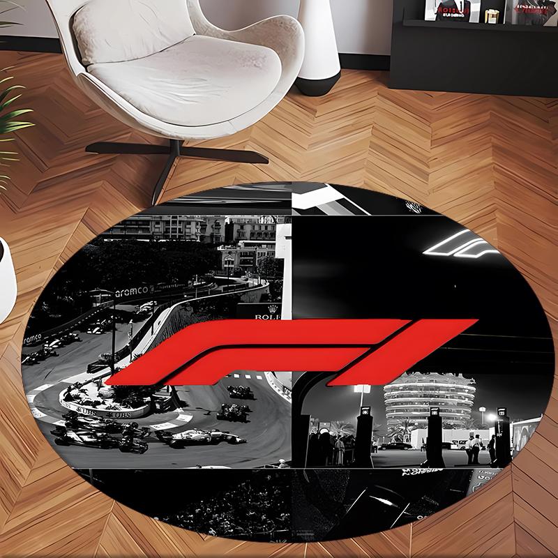 Formula 1 (28) Round Office Rug Decorative Floor Rug for Office Bedroom Living Room and Home Space