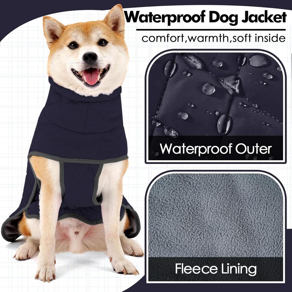 Dotoner Dog Jackets-Warm Dog Coat Reflective Fleece Vest Waterproof Winter Coat Cold Weather Coats for Large Dogs(M,Blue)
