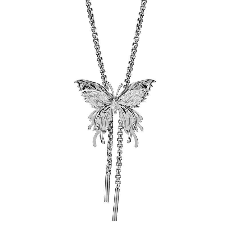 Butterfly Pendant Beautiful Necklace For Women With Highquality Accents Palladium