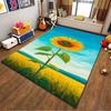 Sunflower Pattern Carpet with Bright Yellow and Blue Landscape Suitable for Use As an Anti-slip for Living Room Bedroom Sofas