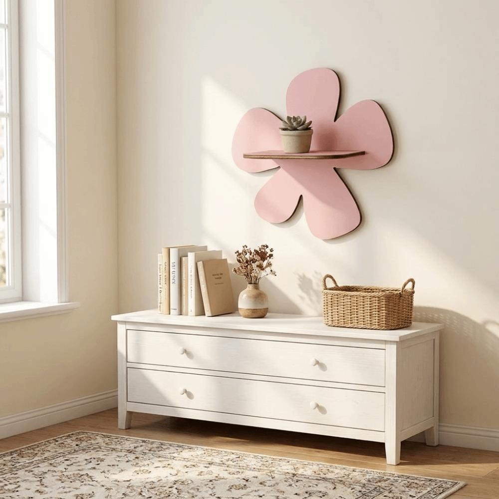 Blumenform Blume Schwimmende Wandregal Holz Wandhänge-Regal Wand-Aufbewahrungsregal Schlafsaal