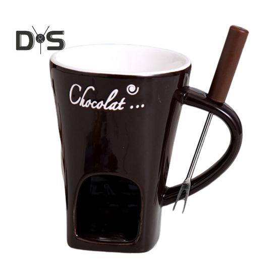 

Кружка для шоколадного фондю с вилками и свечами 130 мл, керамическая кружка для плавления шоколада, мини-горшок для плавления масла, подарки на день рождения и свадьбу